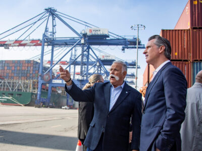 Gov. Newsom tours the Port of Los Angeles.